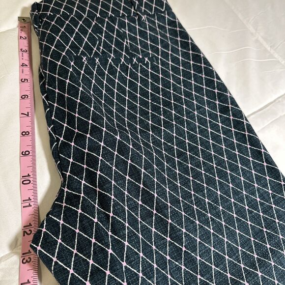 Ann Taylor The Cotton Crop Pants Green Pink Geometric Midrise Flat Front - Picture 9 of 14